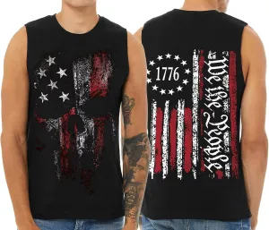Mens Muscle Tank We The People American Flag Shirt 4th of July Independence Day Sleeveless Tee Tops