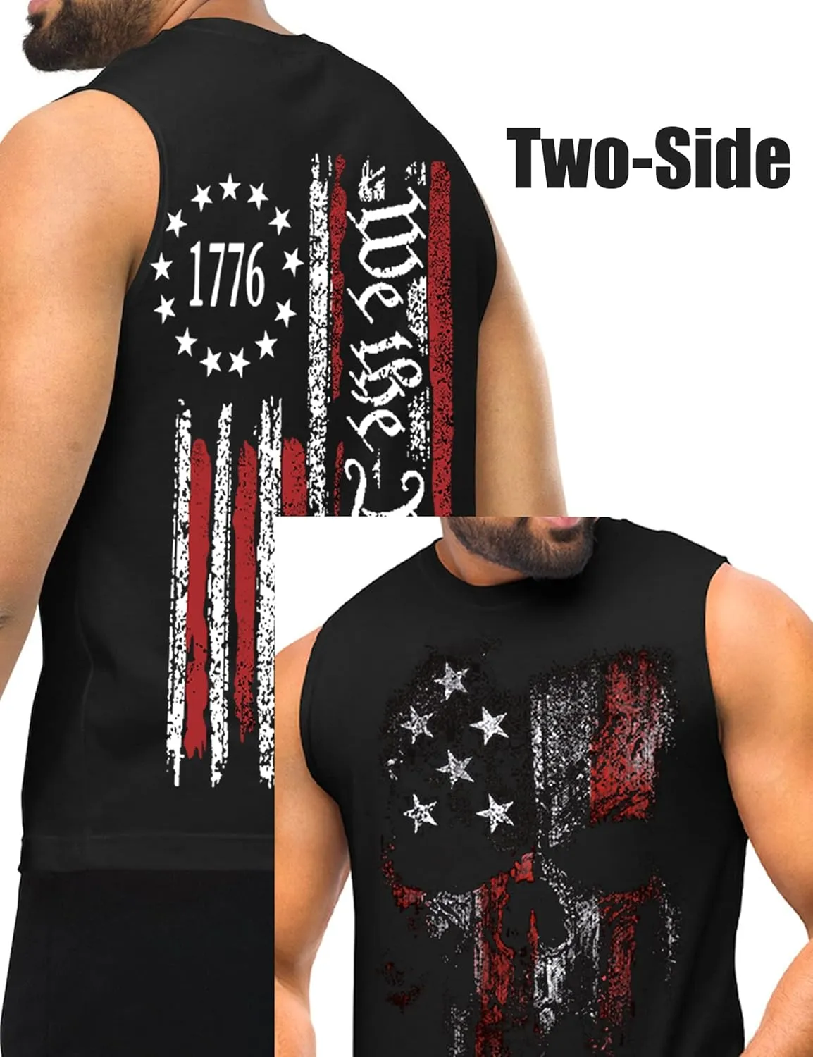 Mens Muscle Tank We The People American Flag Shirt 4th of July Independence Day Sleeveless Tee Tops