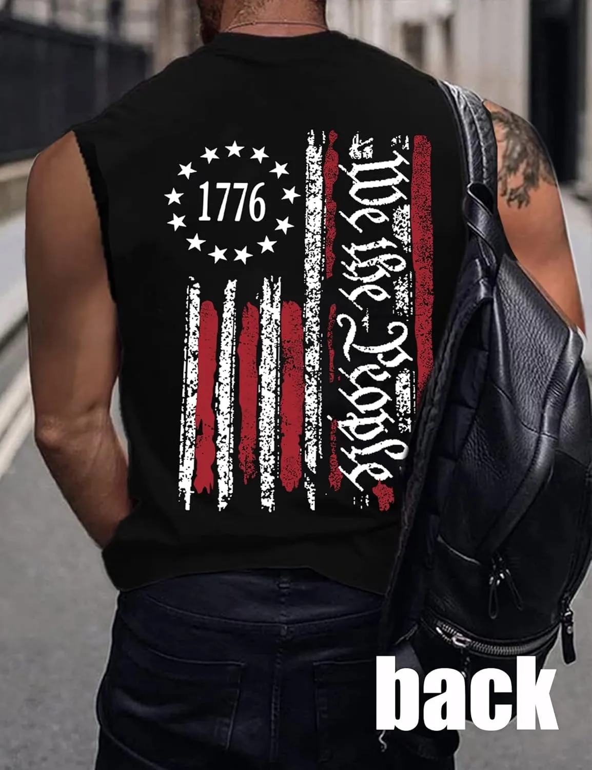 Mens Muscle Tank We The People American Flag Shirt 4th of July Independence Day Sleeveless Tee Tops
