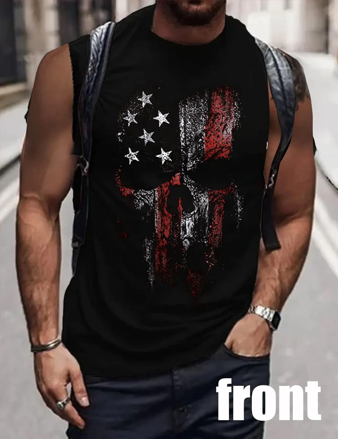 Mens Muscle Tank We The People American Flag Shirt 4th of July Independence Day Sleeveless Tee Tops