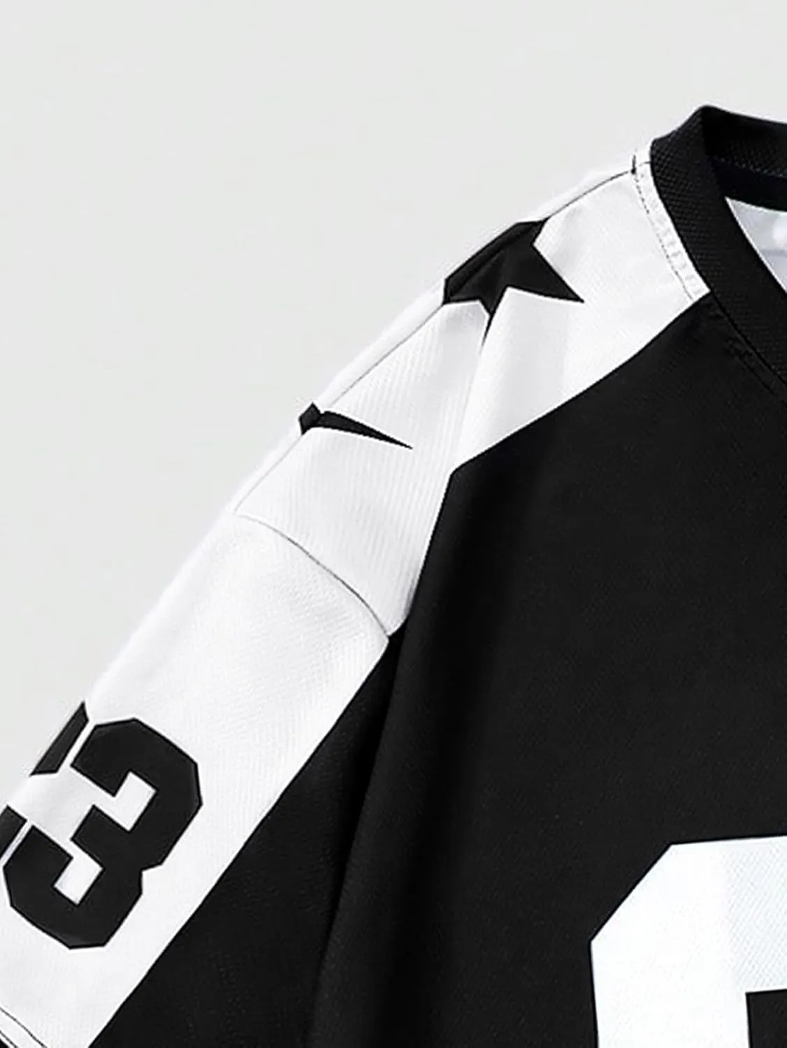 Men's Number Graphic Short Sleeve Jersey Shirts Oversized Y2K Star V Neck Colorblock Tee Shirt Top