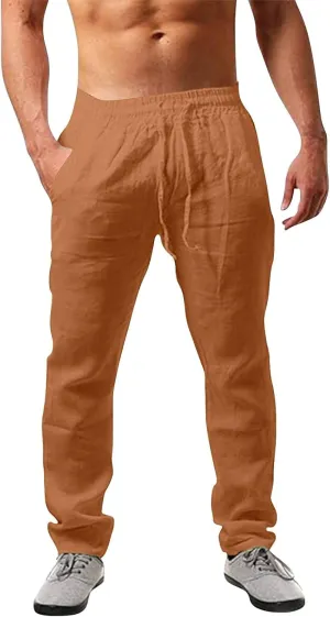 Men's Pants Loose Fit Trendy Elastic-Waisted Drawstring Straight-Leg Comfy Pants Relax Fit Outdoor Fashion Outfits