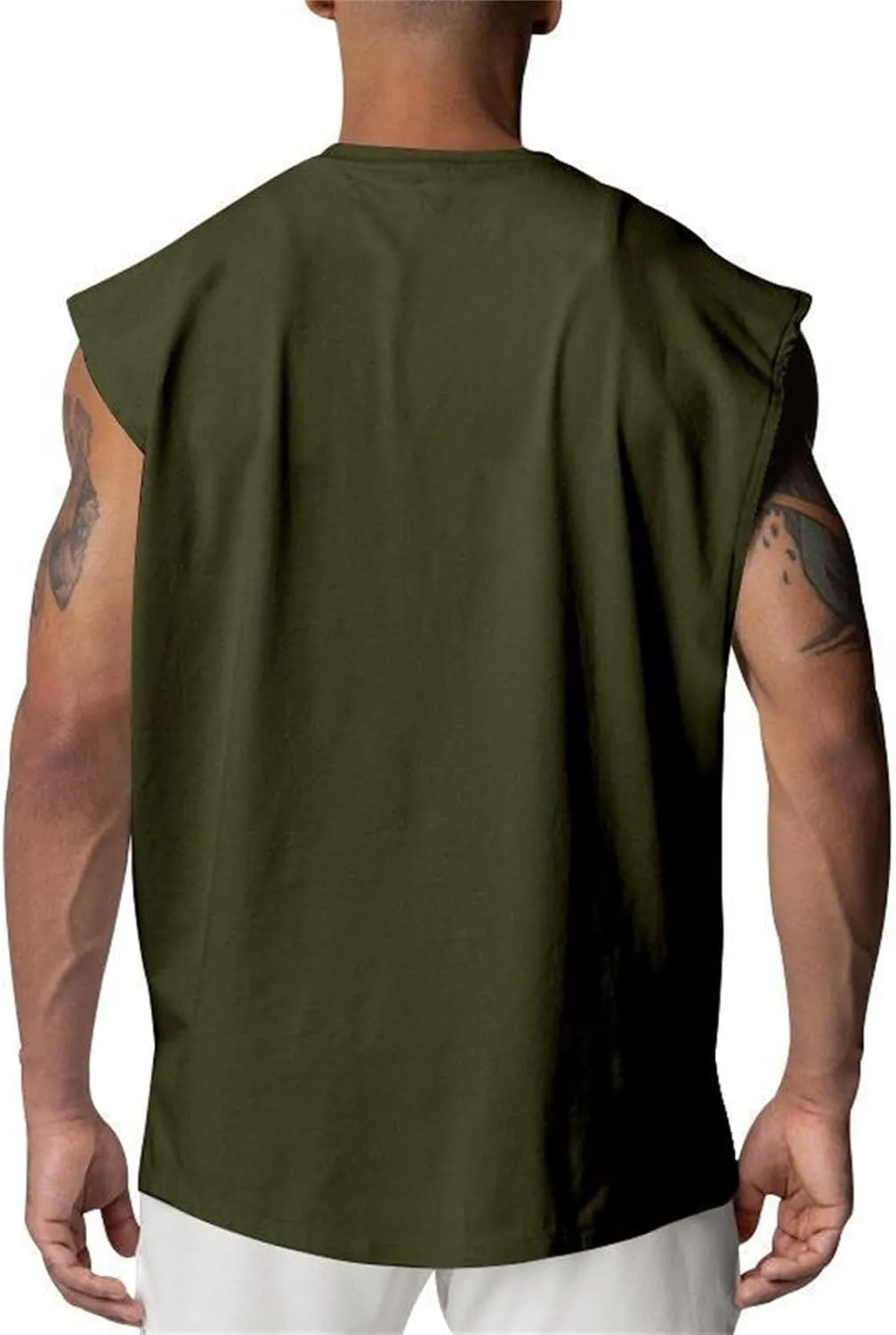 Mens Raglan Cut Off Running Shirts Quick Dry Casual Muscle Tank Tops Workout Gym Athletic Sleeveless Hiking T-Shirts