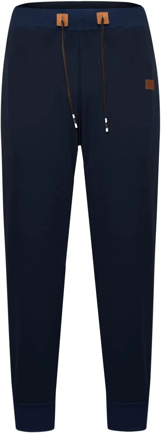 Mens Simple Pants Casual Trendy Elastic Waist Workout Trousers Tapered Heavyweight Work Drawstring Pants with Pockets