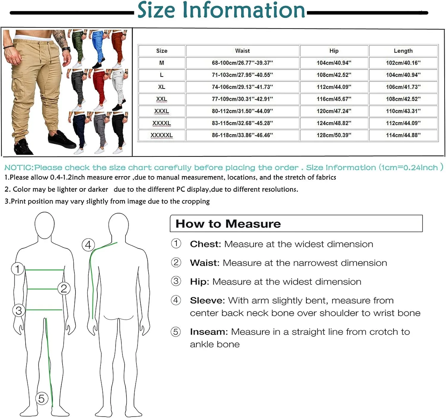Men's Sports Casual Jogging Trousers Lightweight Hiking Work Pants Outdoor Pant