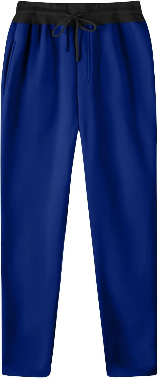 Mens Sweatpants Straight Leg Stretch Elastic Waist Baggy Joggers Drawstring Casual Trendy Pants Athletic Gym Trousers