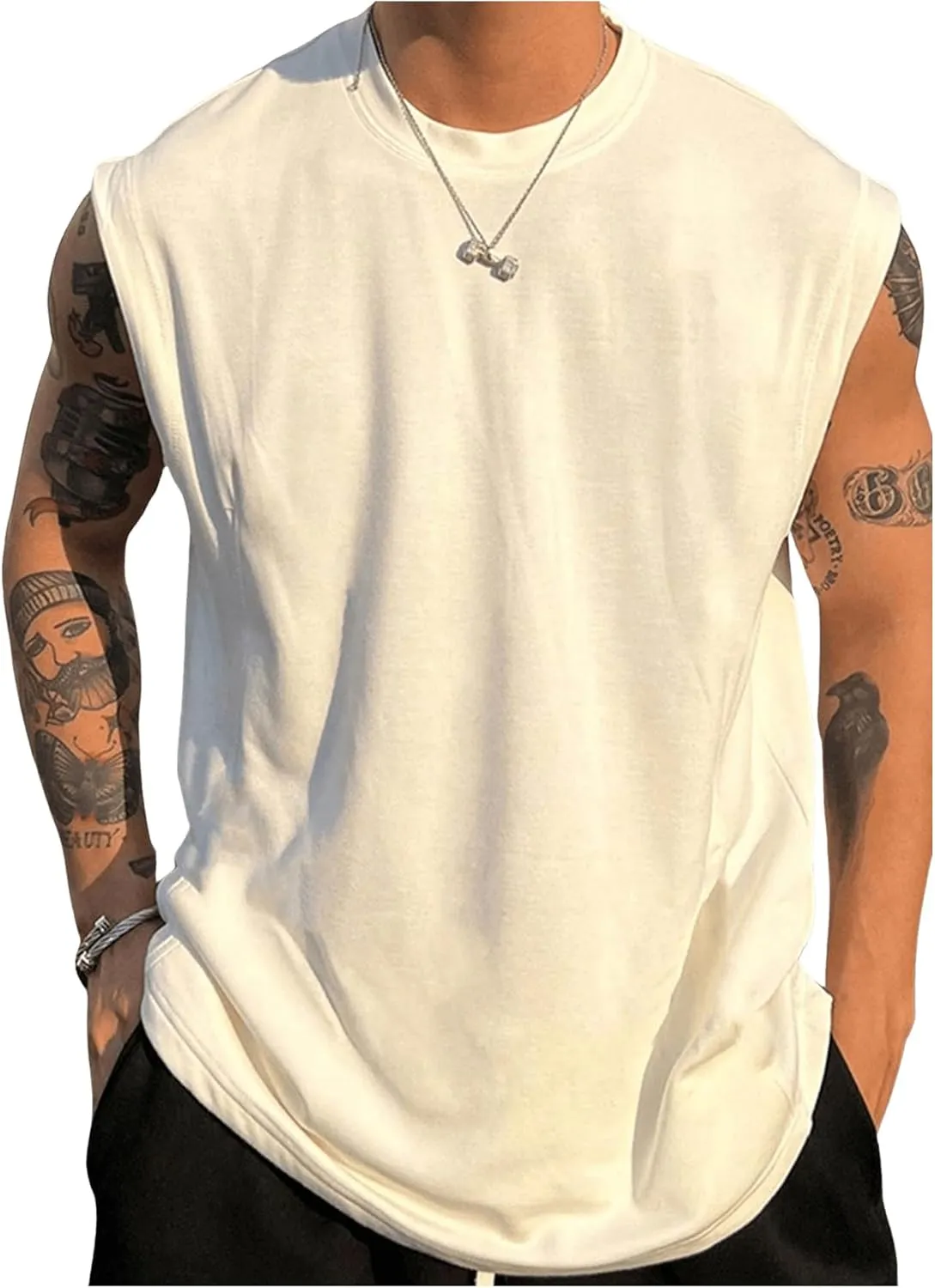 Men's Tank Tops Summer Crew Neck Sleeveless Shirts Workout Gym Muscle Tank Tops Undershirs