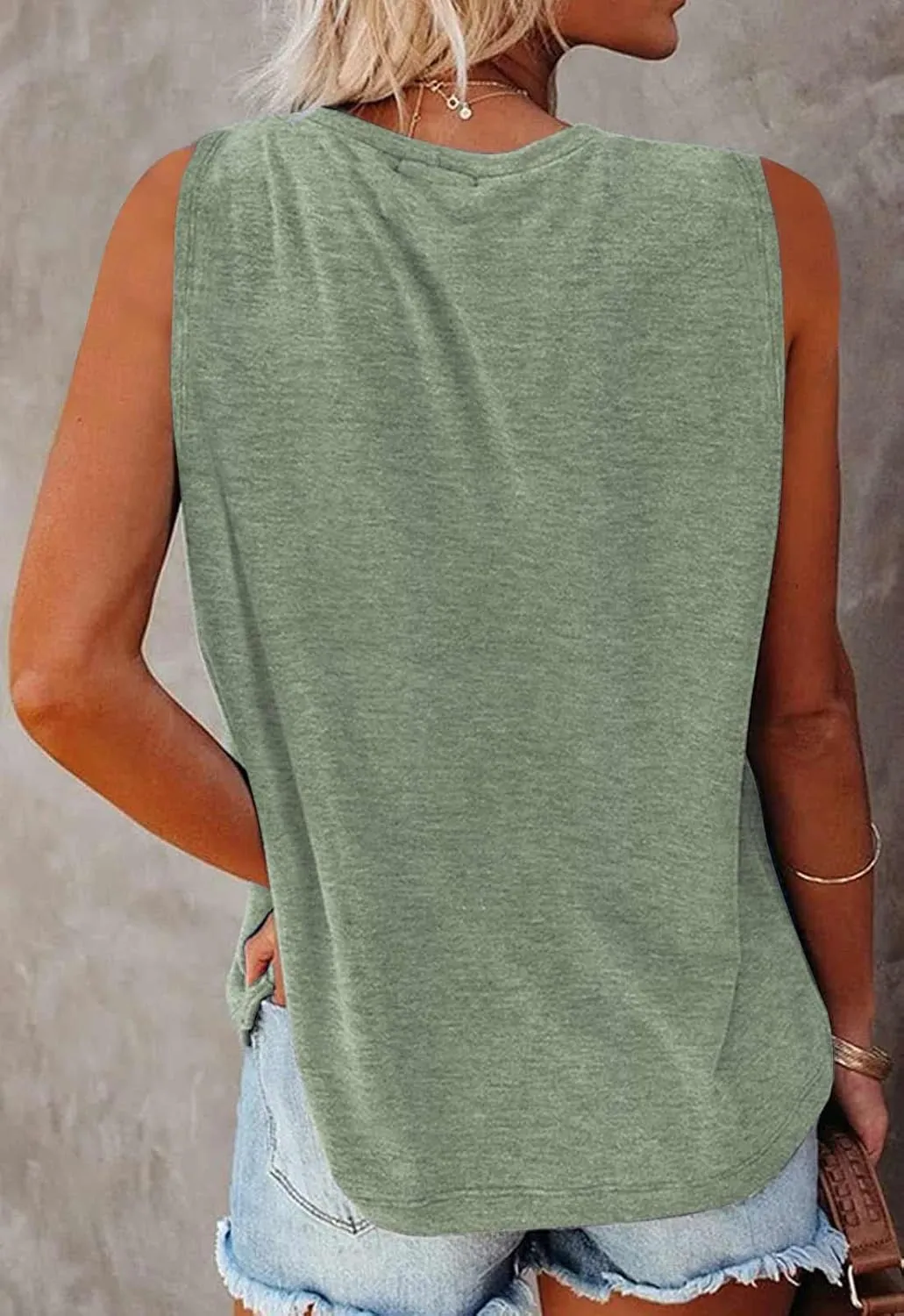MIROL Women's Sleeveless Tank Tops 2025 Basic Loose Tunic T Shirts Batwing Sleeve Solid Color Casual Tee with Pocket