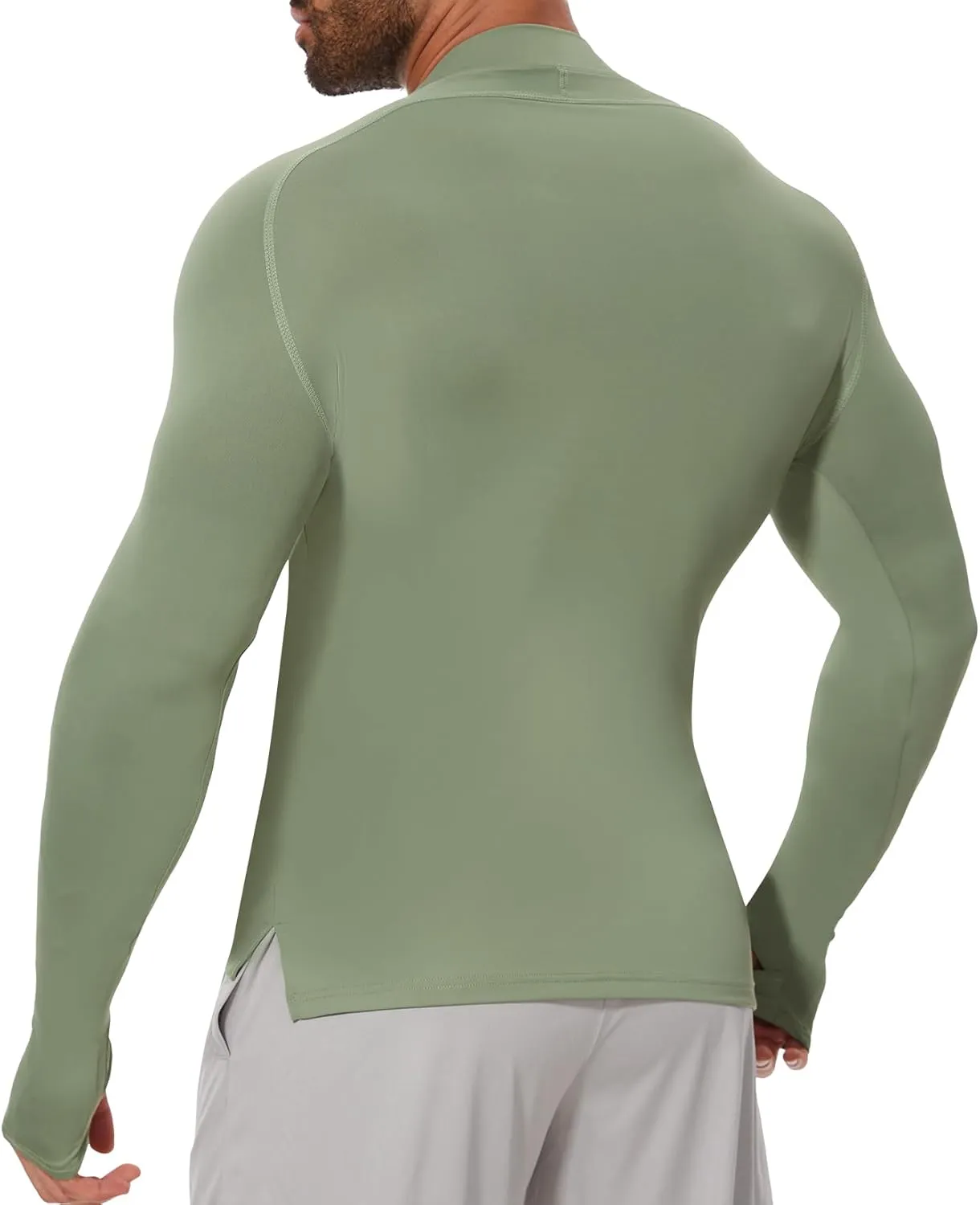 MISS MOLY Mens Long Sleeve Compression Shirt Workout Gym T-Shirt 1/4 Zip Up Dry Top Athletic Base Layer Sport Undershirt