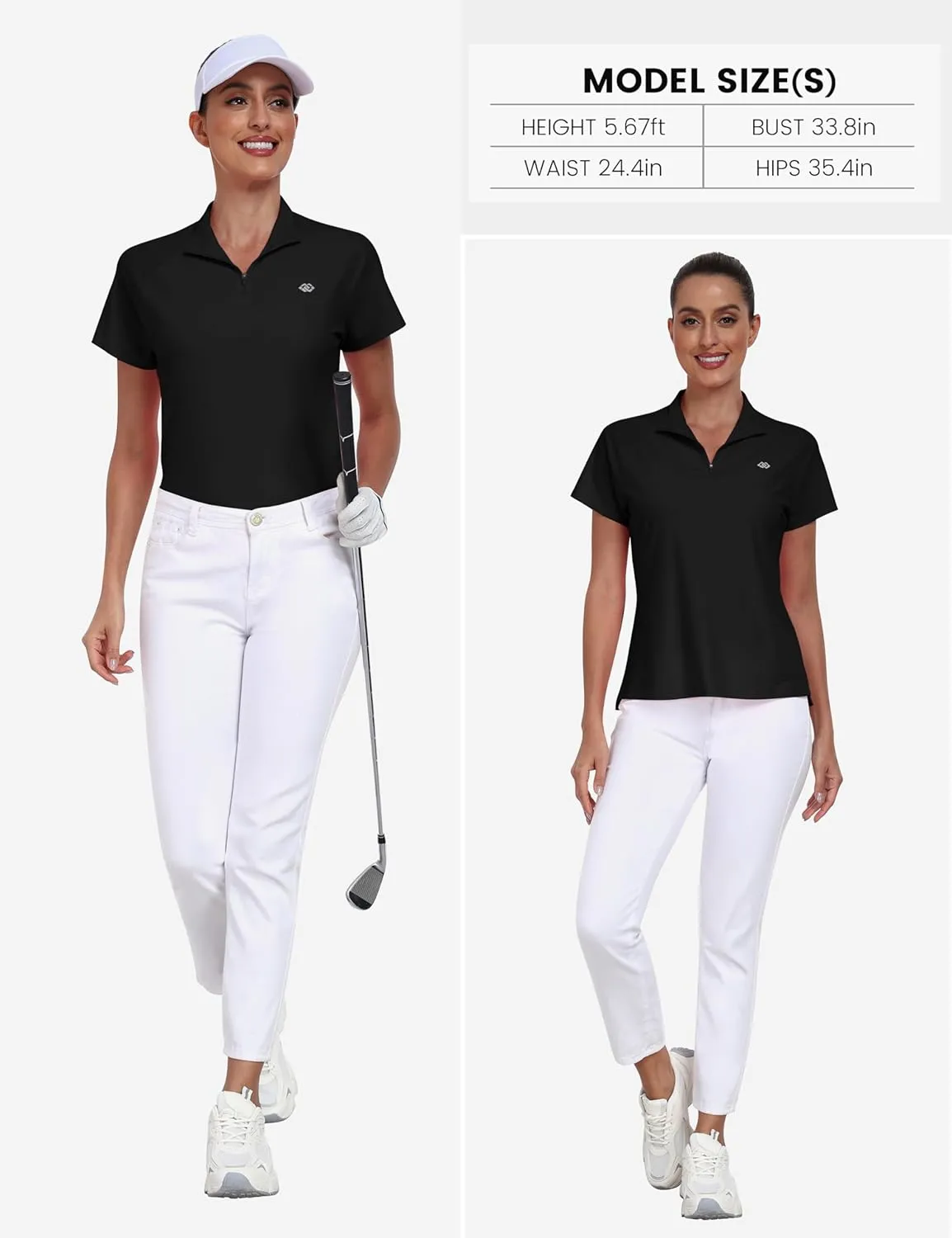 MoFiz Women's UPF 50  Golf Polo Tennis Shirt 1/4 Zip Short Sleeve Collared Athletic Top Quick Dry for Workout Outdoor Sports