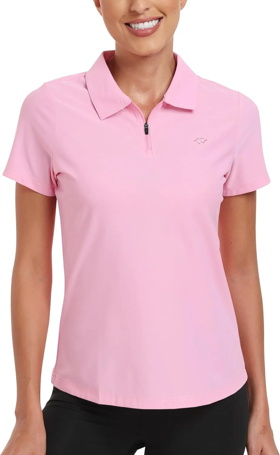 MoFiz Women's UPF 50  Golf Polo Tennis Shirt 1/4 Zip Short Sleeve Collared Athletic Top Quick Dry for Workout Outdoor Sports