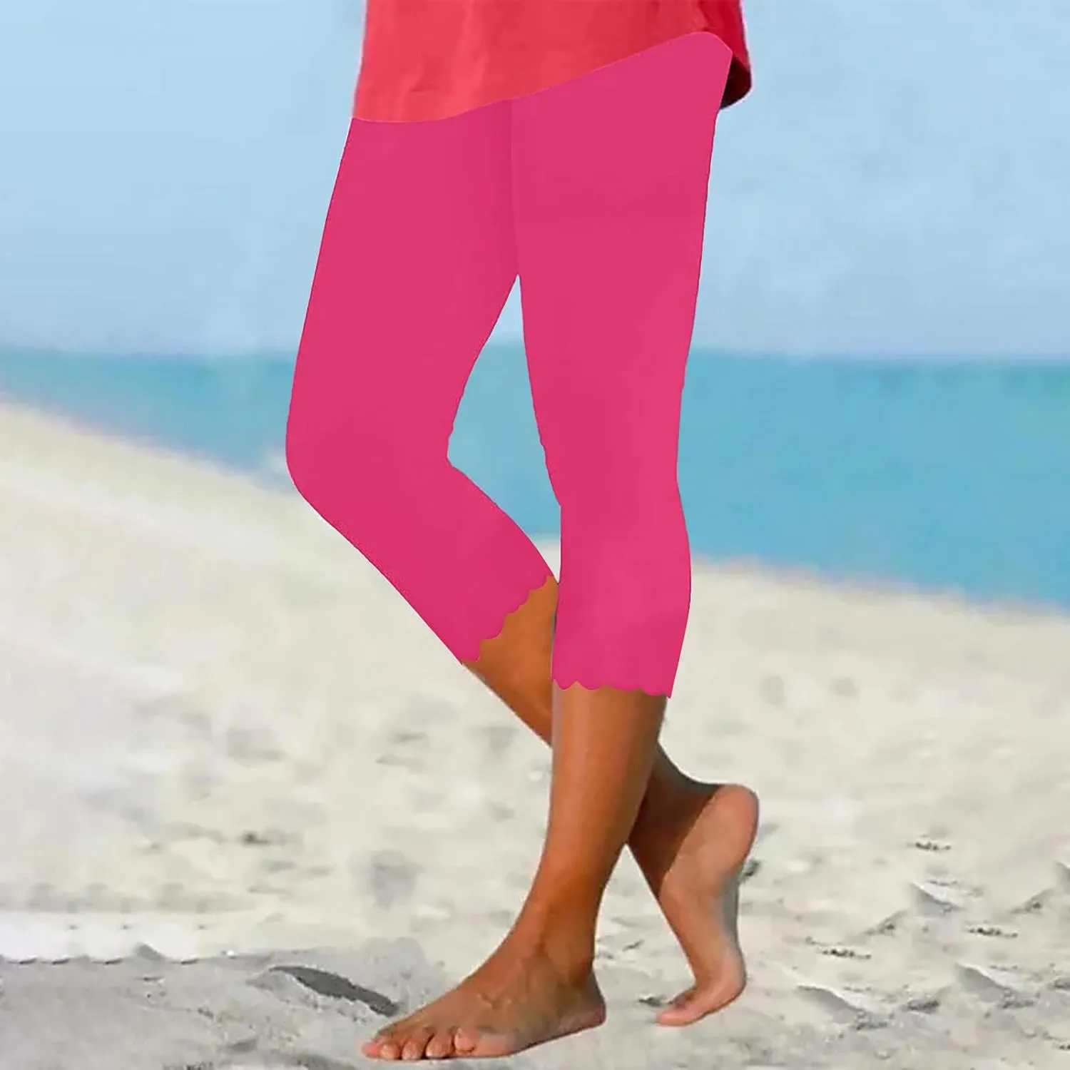 New Leggings for Women Lace Capri Leggings Slim Fit Yoga Pants Soft Lace Hem Stretch Crop Tights for Workout Running