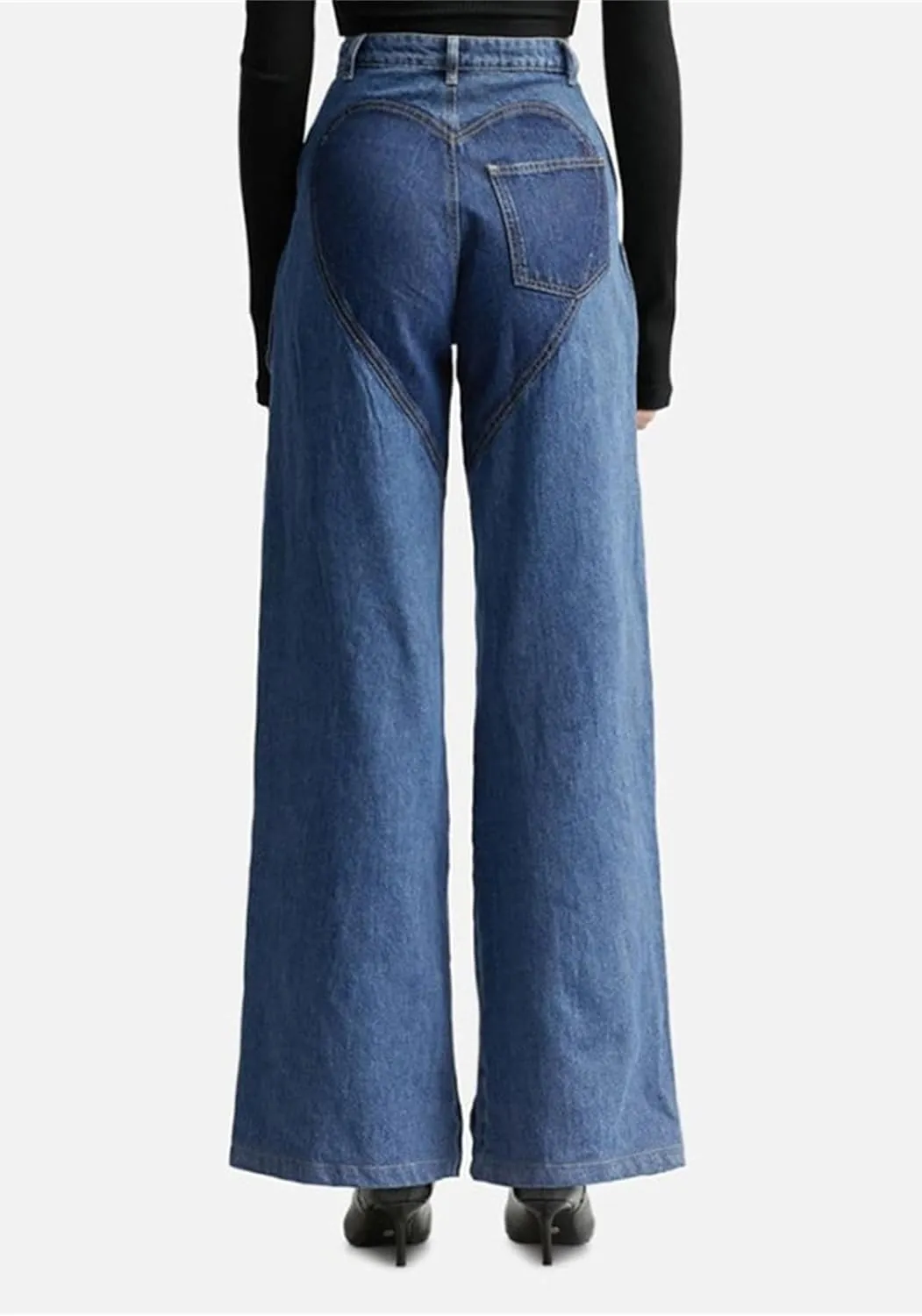 NRTHYE Criss Cross Hollow Out Jeans for Women Casual Straight Leg Denim Pants Streetwear