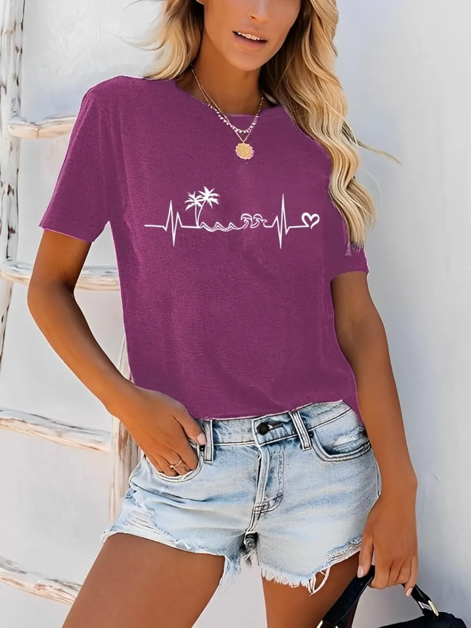 Outdoor Shirts for Women Retro Graphic Print Hiking Mountain T Shirts Summer Comfort Beach Hiking Workout Tee Tops