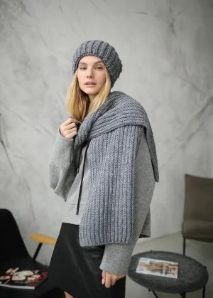 Oversized Alpaca Wool Scarf - Grey