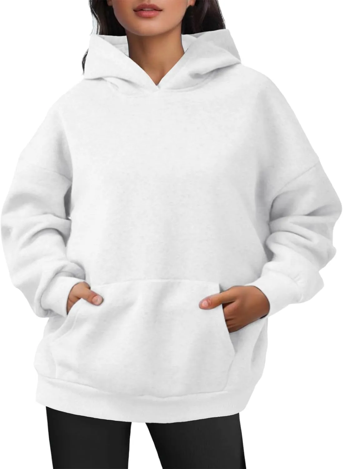 Oversized Plain Hoodies for Women Casual Trendy 2024 Fall Outfits Fleece Y2K Sweatshirts Pullover Long Sleeve Tops