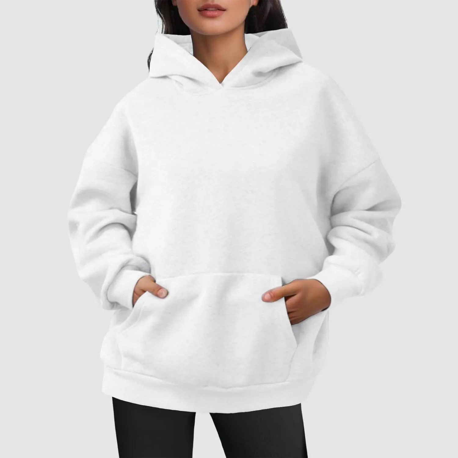 Oversized Plain Hoodies for Women Casual Trendy 2024 Fall Outfits Fleece Y2K Sweatshirts Pullover Long Sleeve Tops