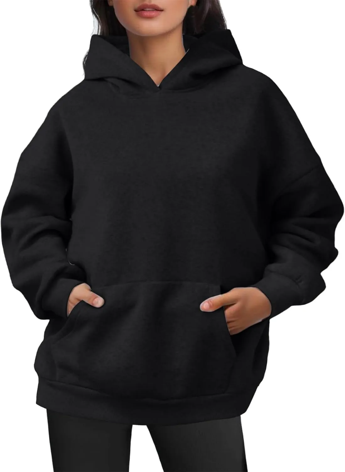 Oversized Plain Hoodies for Women Casual Trendy 2024 Fall Outfits Fleece Y2K Sweatshirts Pullover Long Sleeve Tops