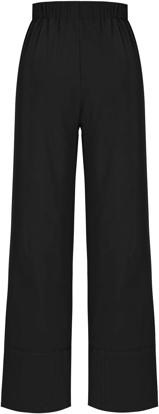 Palazzo Pants for Women Casual Elastic High Waist Straight Leg Pant Summer Cotton Linen Boho Trousers with Pockets
