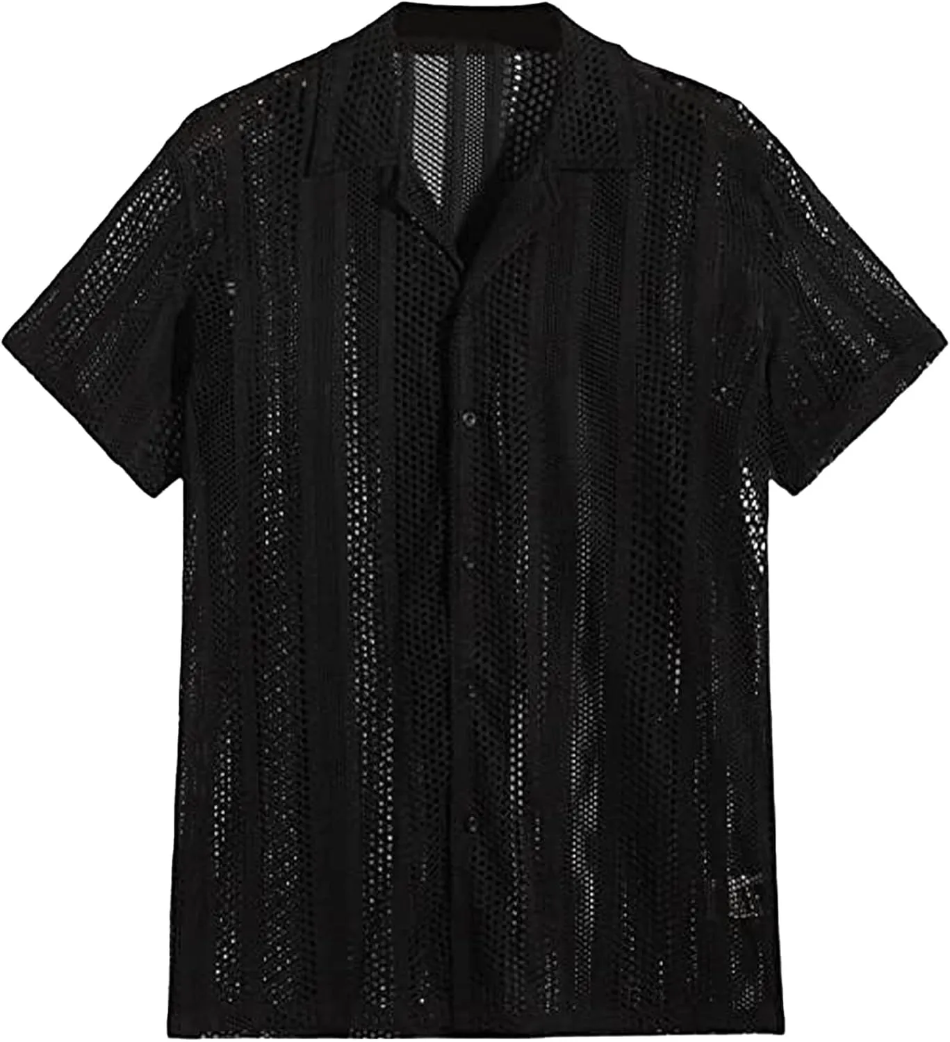 Panegy Men's Sheer Top Disco Rave Festival Outfits Rock Bands Nightclub Party Tee Shirts Blouse 70s Streetwear