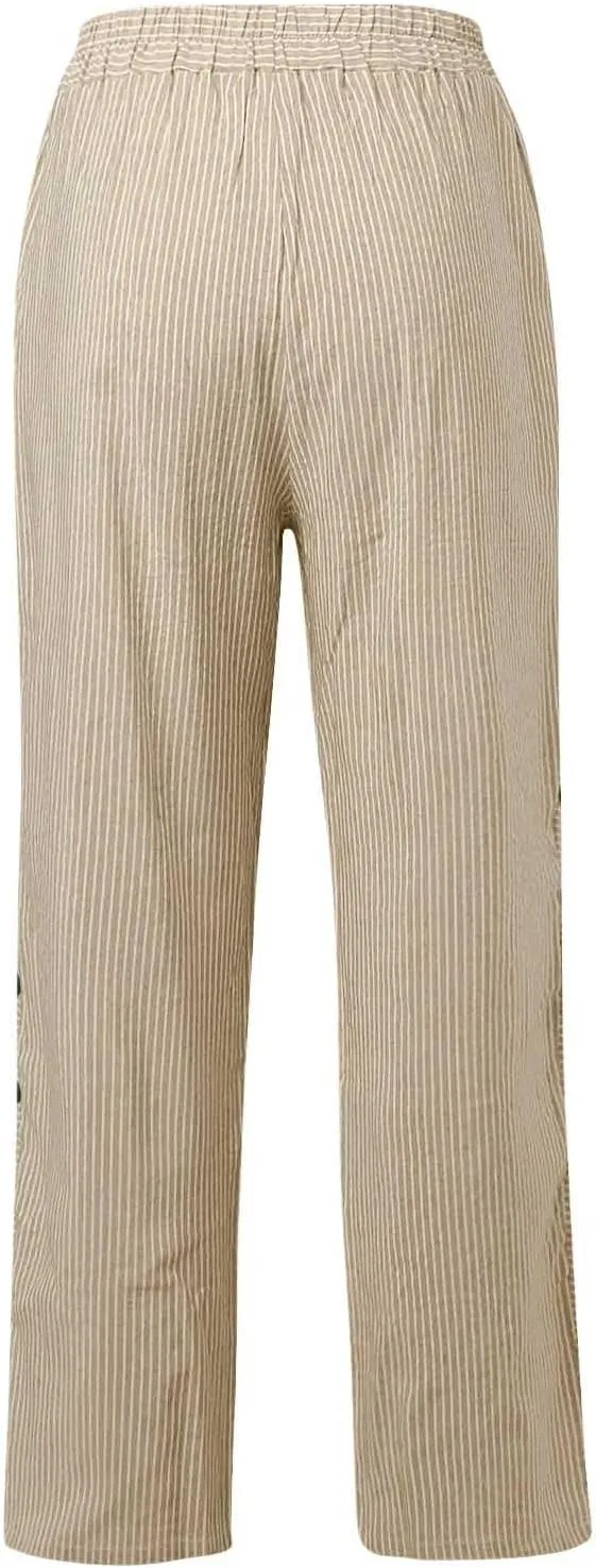 Pants for Women, Peasant Pants Straight Leg Linen Summer Casual Trendy Women