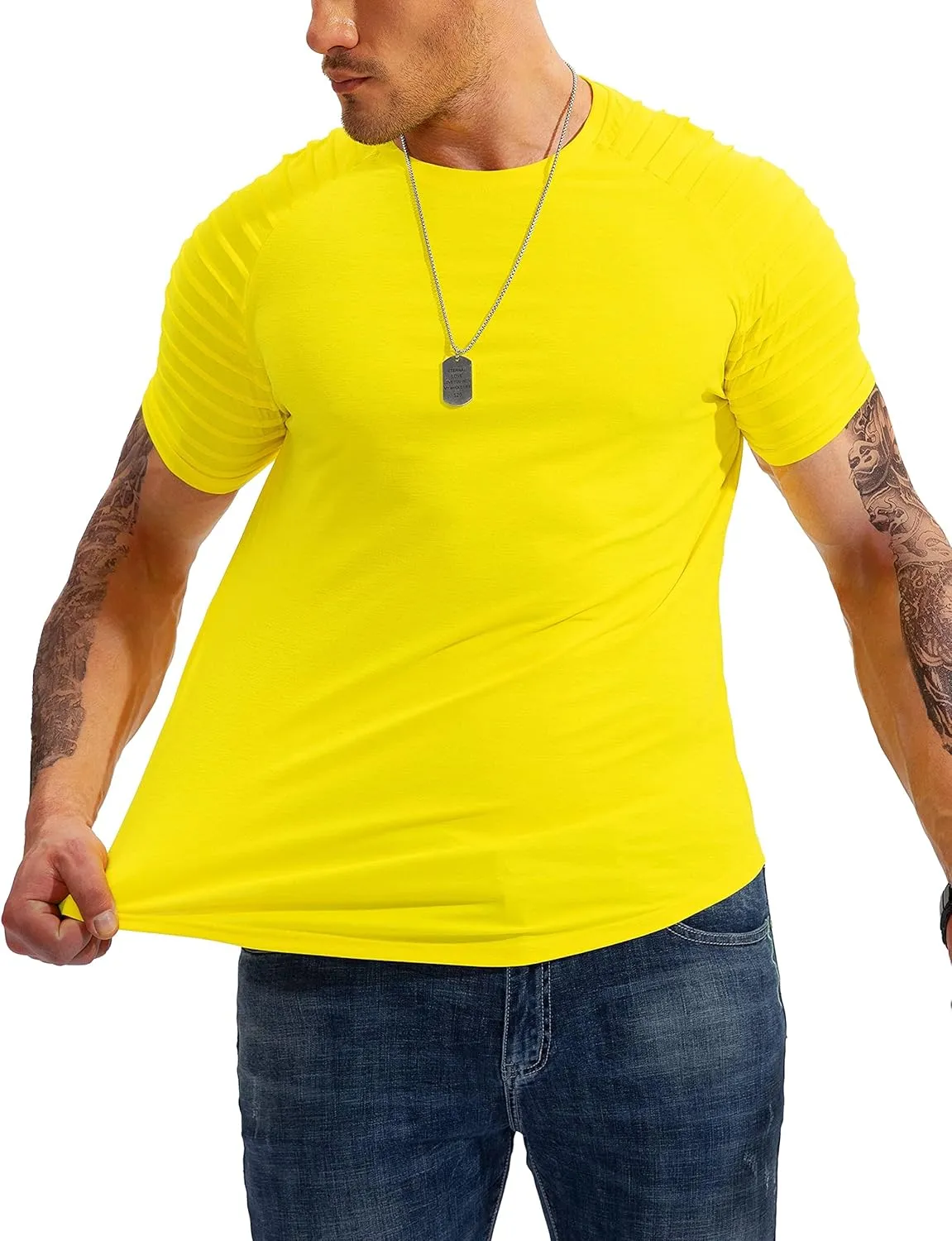 Pinkbomb Men's Muscle T-Shirts Fashion Tee Short Sleeve Athletic Workout Gym Slim Fit T Shirts for Men