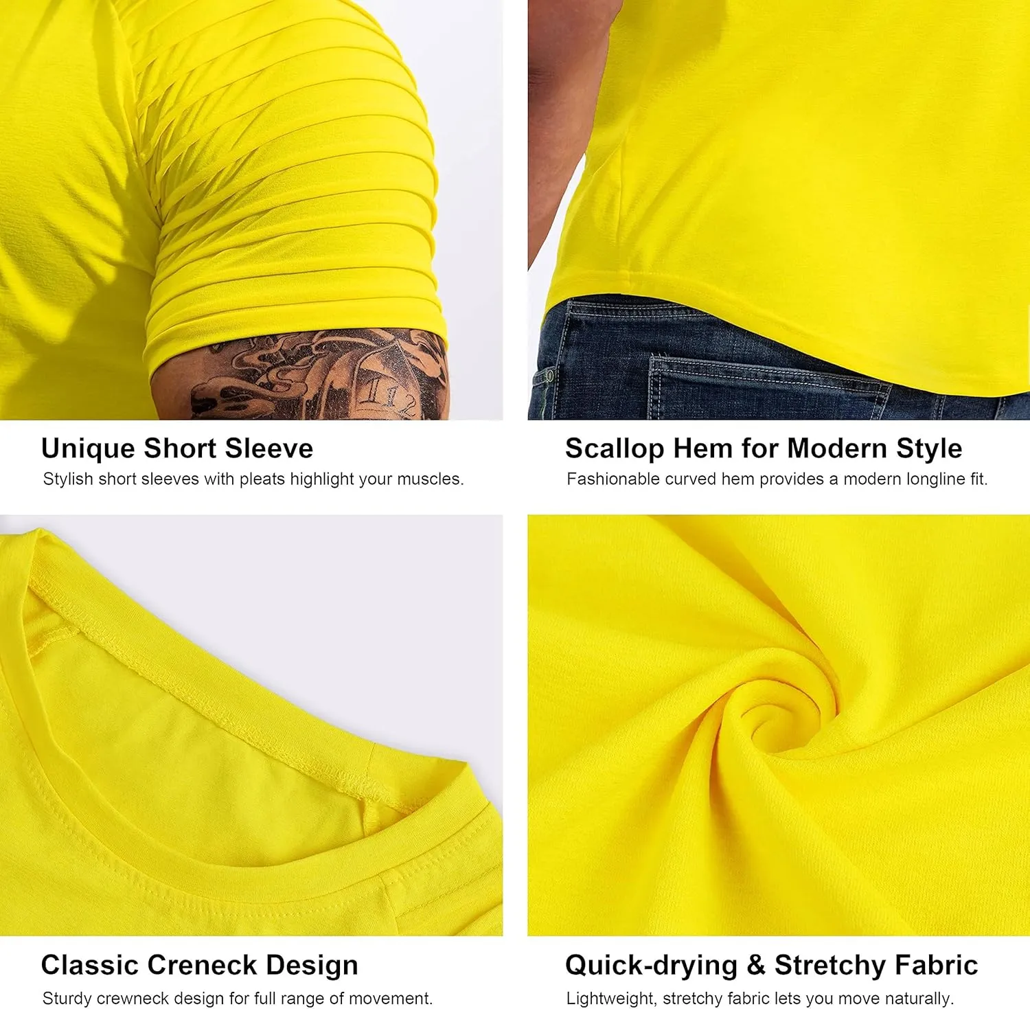 Pinkbomb Men's Muscle T-Shirts Fashion Tee Short Sleeve Athletic Workout Gym Slim Fit T Shirts for Men