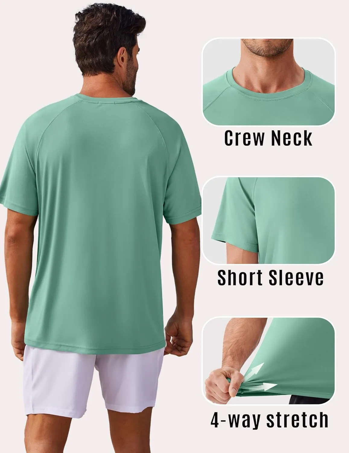 PINSPARK Mens Swim Shirt Short Sleeve UPF 50  Sun Protection Shirts Rash Guard Quick Dry Tshirts Beach Water Athletic Shirt