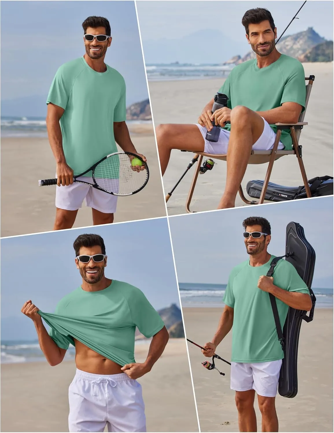 PINSPARK Mens Swim Shirt Short Sleeve UPF 50  Sun Protection Shirts Rash Guard Quick Dry Tshirts Beach Water Athletic Shirt