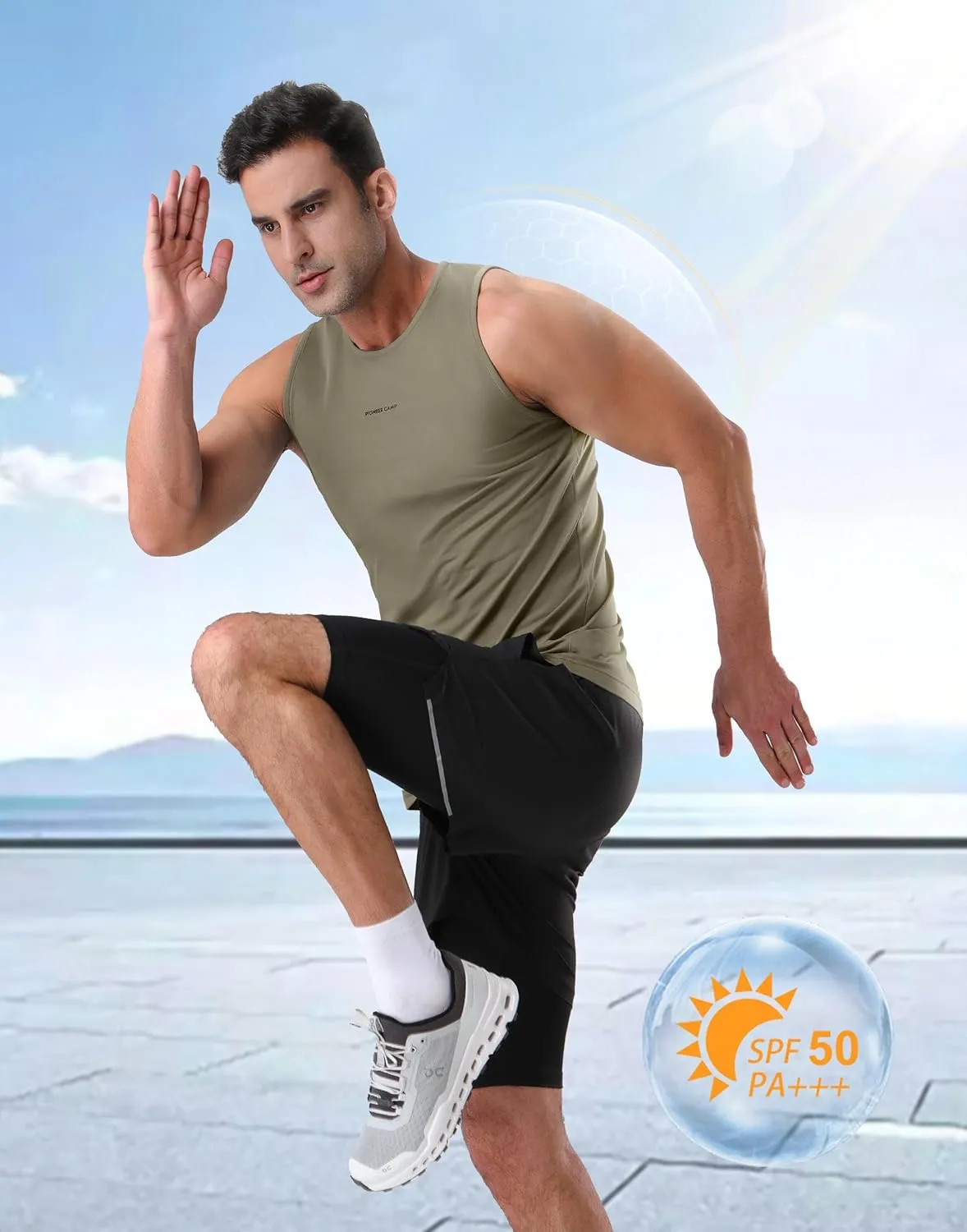 Pioneer Camp Men's Workout Tank Tops Quick Dry Sleeveless T Shirts Athletic Running Gym Beach Muscle Tee
