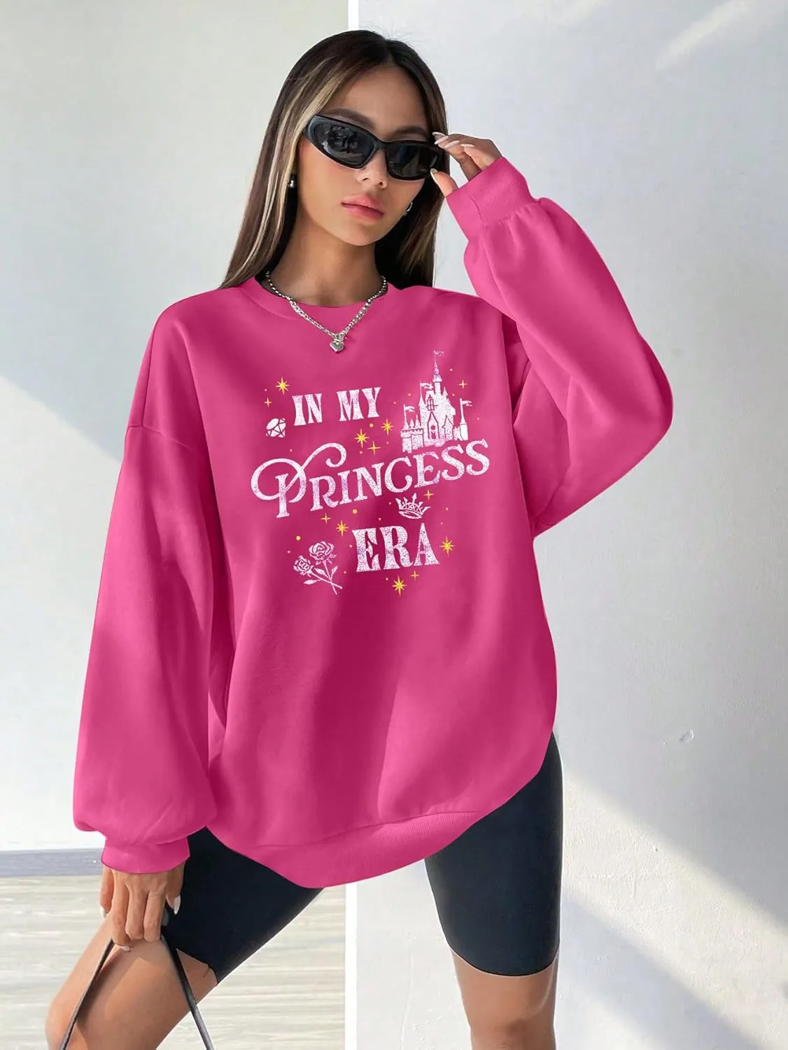 Princess Shirts for Women in My Princess Era Graphic Sweatshirt Retro Magic Castle Tee Family Vacation Long Sleeve Tops