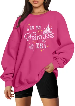 Princess Shirts for Women in My Princess Era Graphic Sweatshirt Retro Magic Castle Tee Family Vacation Long Sleeve Tops