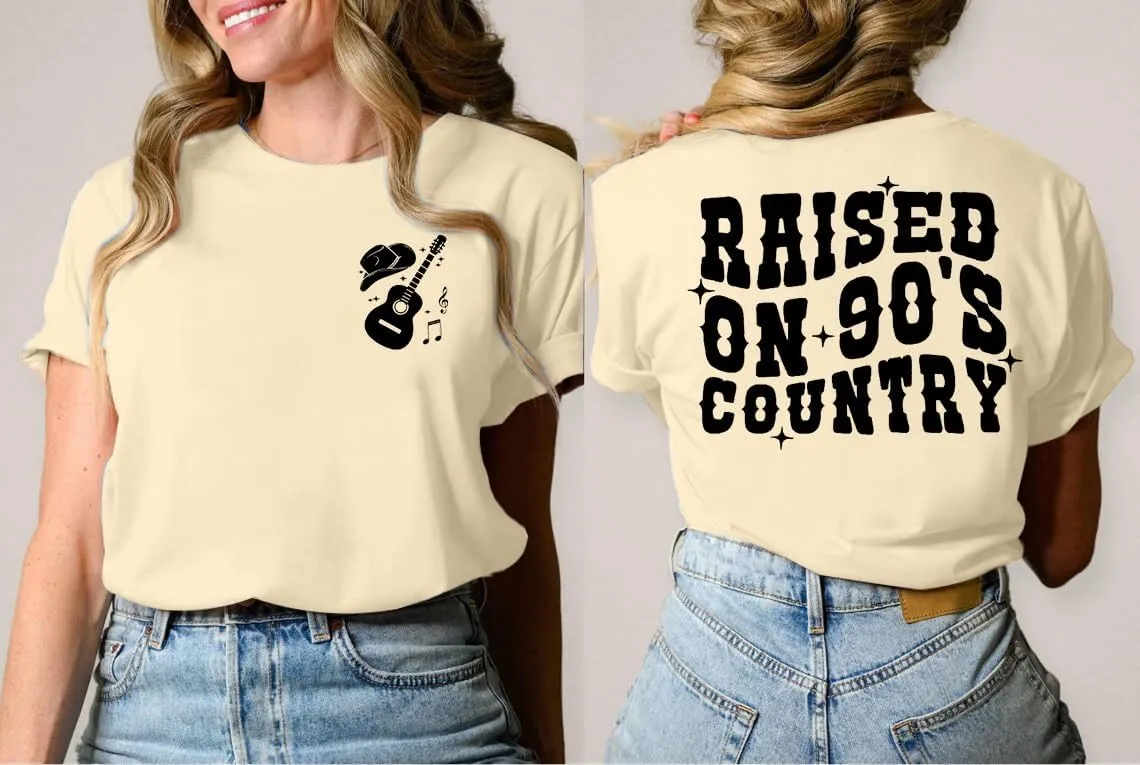 QLIPIN Raised on 90s Country Shirt Womens: Vintage Country Music Shirts Concert Top Casual Short Sleeve Tee Tops