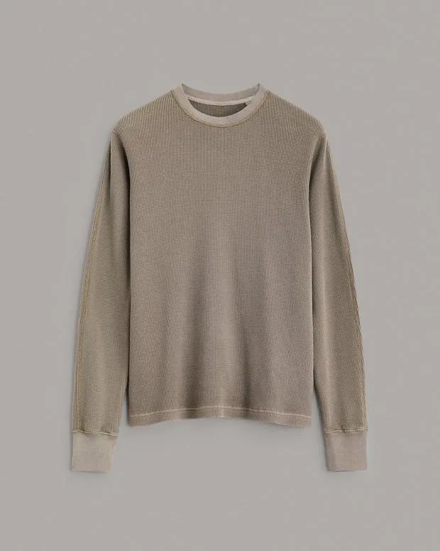 Rag & Bone Garment Dyed Waffle Crew - Light Olive