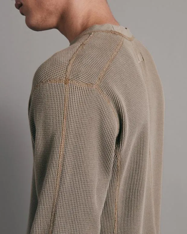 Rag & Bone Garment Dyed Waffle Crew - Light Olive