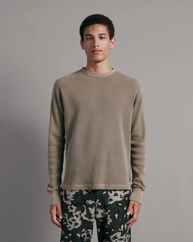 Rag & Bone Garment Dyed Waffle Crew - Light Olive