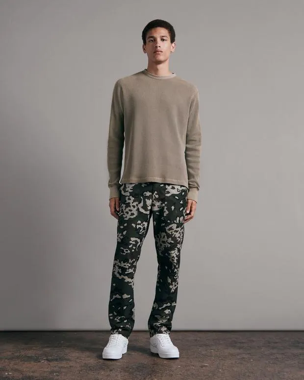 Rag & Bone Garment Dyed Waffle Crew - Light Olive
