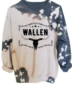 RFBIQI Cowboys & Beer Sweatshirt Women Country Music Shirt Funny Drinking Pullover Top Casual Crew Neck Long Sleeve Rodeo Tee