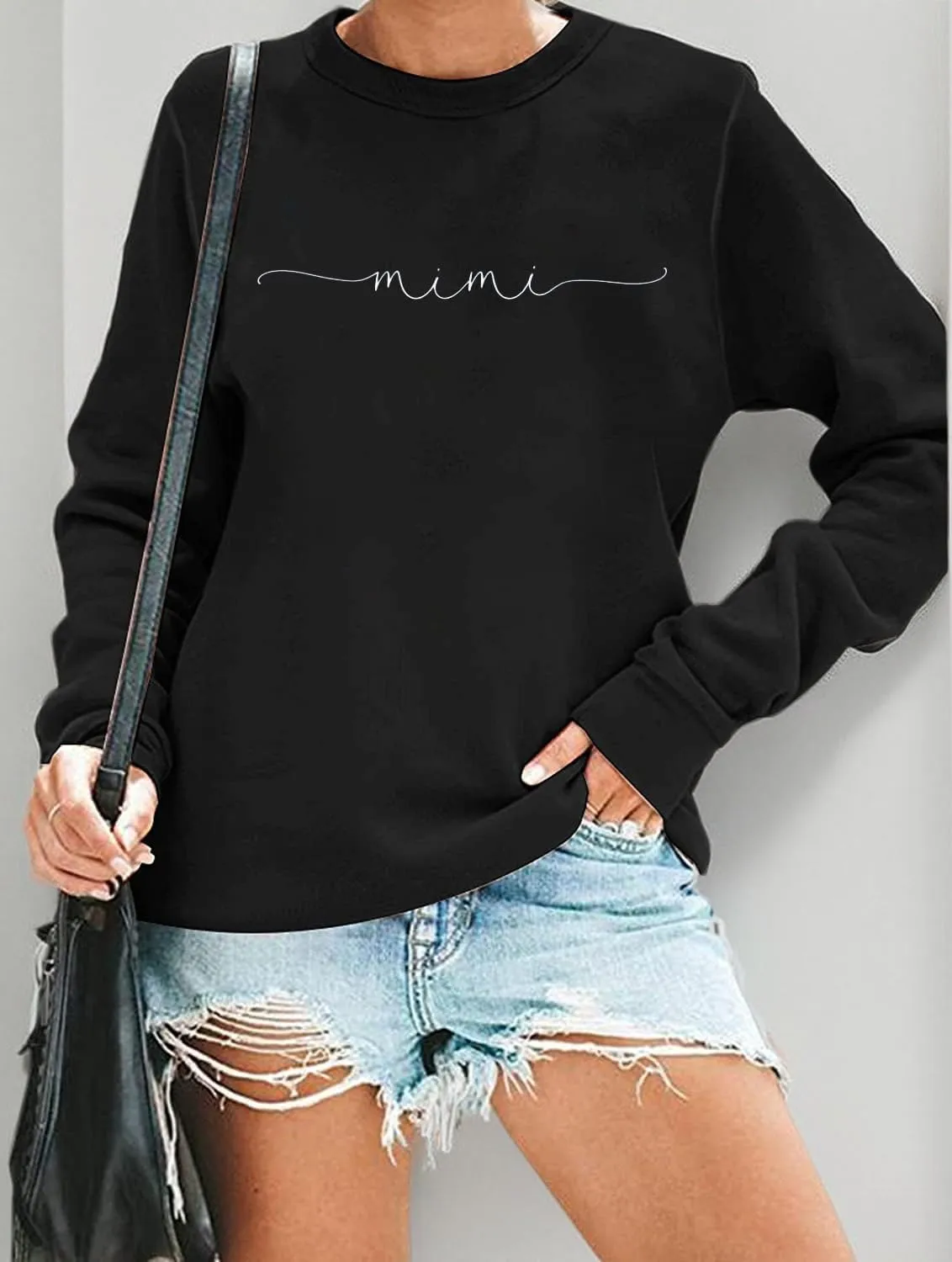 RFBIQI Mimi Sweatshirt Women Funny Letter Print Grandma Gift Pullover Top Nana Casual Crewneck Long Sleeve Tee Shirt