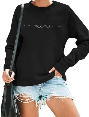RFBIQI Mimi Sweatshirt Women Funny Letter Print Grandma Gift Pullover Top Nana Casual Crewneck Long Sleeve Tee Shirt