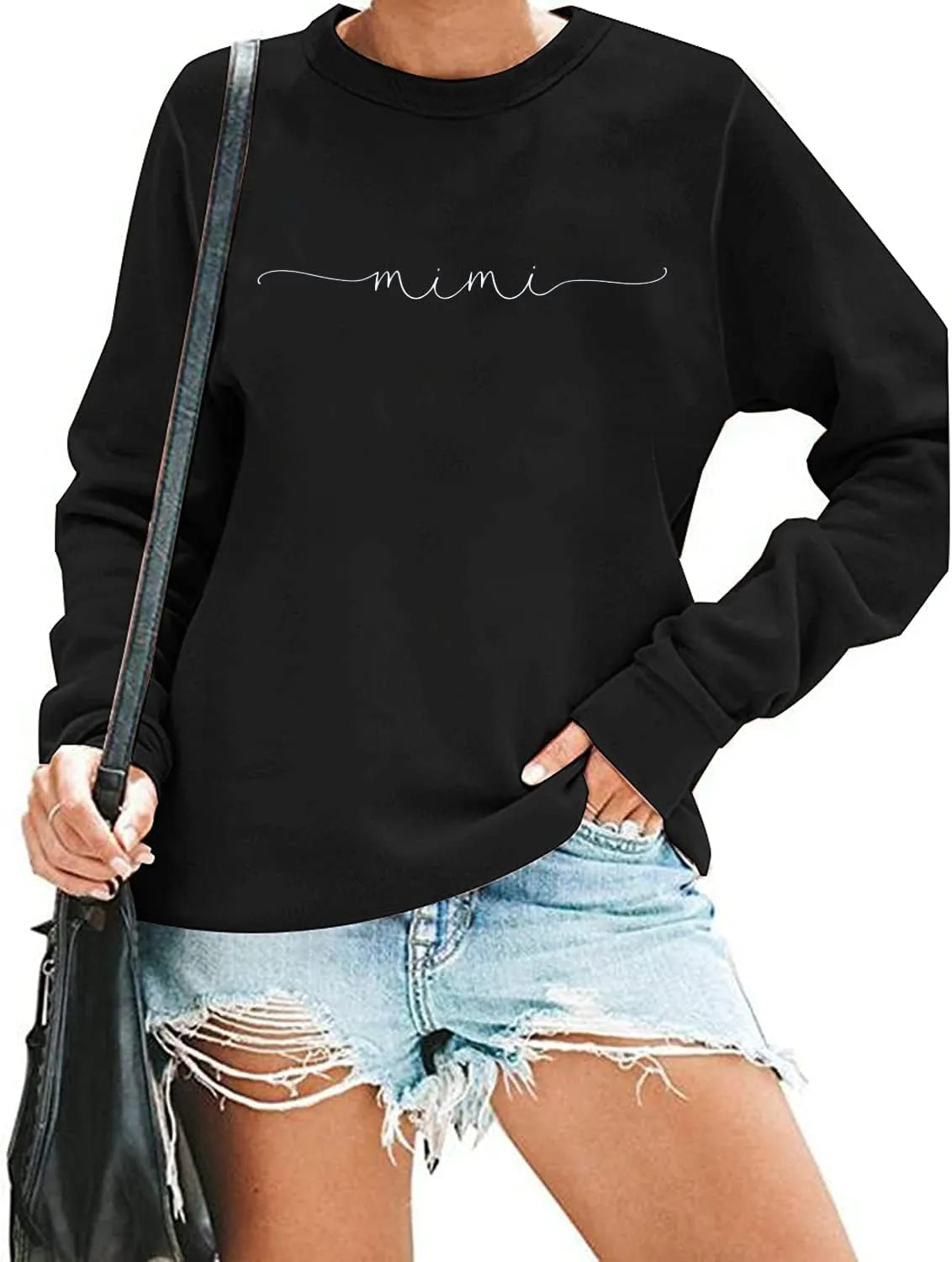 RFBIQI Mimi Sweatshirt Women Funny Letter Print Grandma Gift Pullover Top Nana Casual Crewneck Long Sleeve Tee Shirt