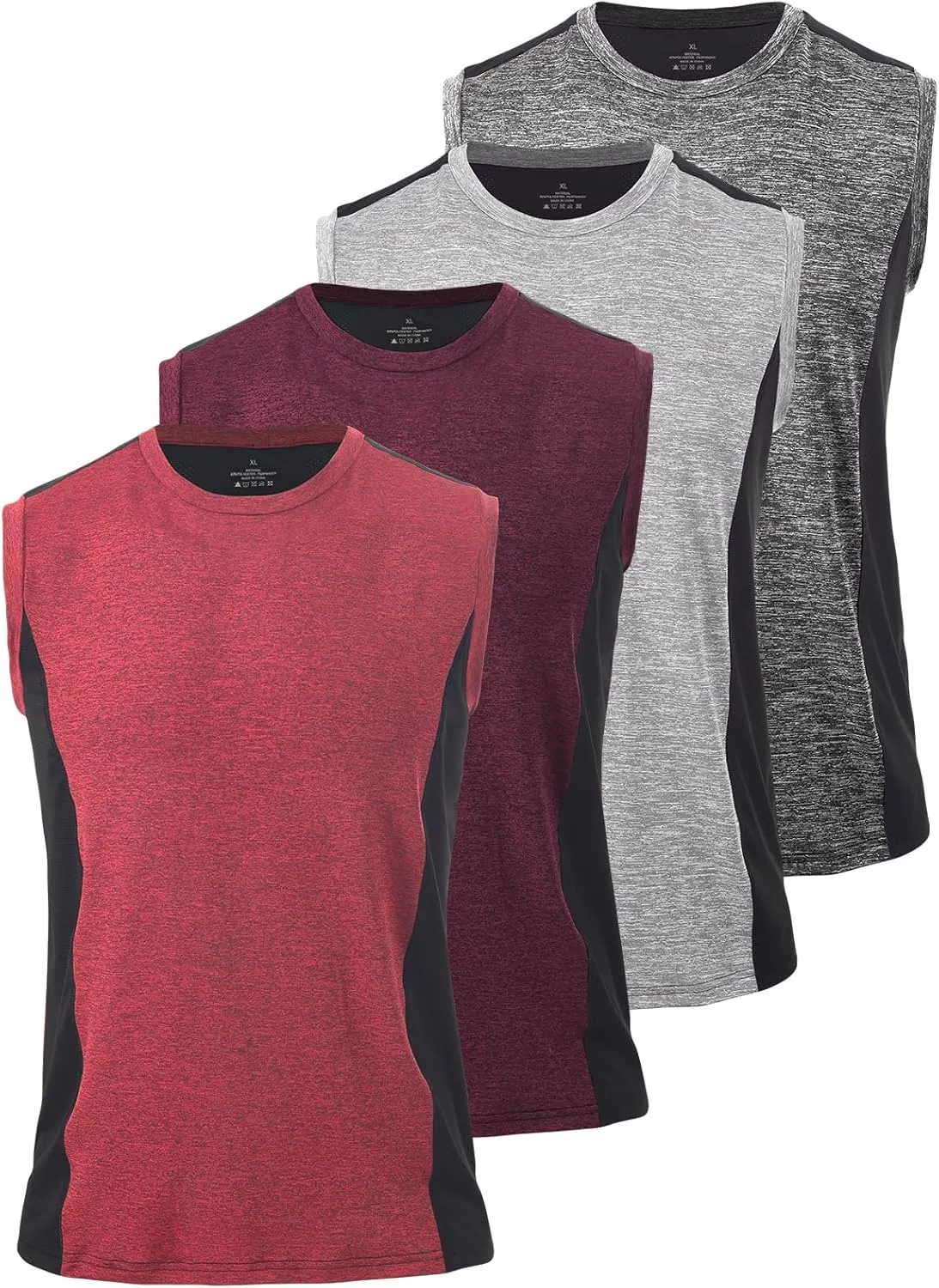 Rosyline Men's 4 Pack Workout Tank Tops Quick Dry Gym Muscle Tee Bodybuilding Fitness Sleeveless Shirts
