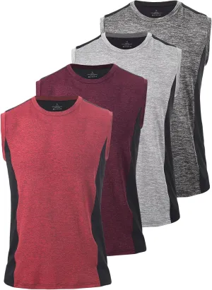 Rosyline Men's 4 Pack Workout Tank Tops Quick Dry Gym Muscle Tee Bodybuilding Fitness Sleeveless Shirts