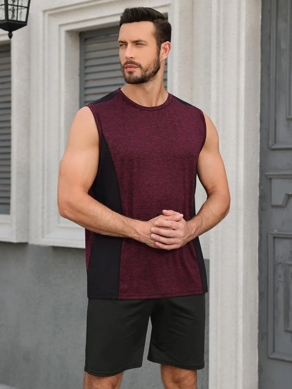 Rosyline Men's 4 Pack Workout Tank Tops Quick Dry Gym Muscle Tee Bodybuilding Fitness Sleeveless Shirts
