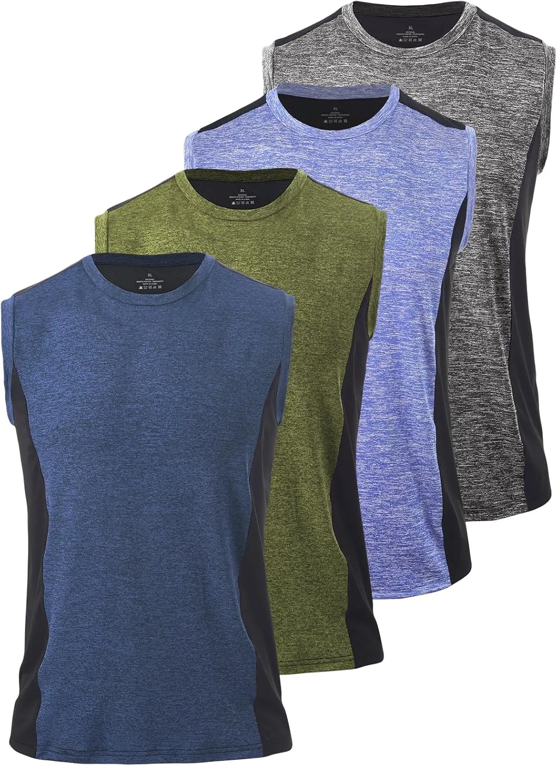 Rosyline Men's 4 Pack Workout Tank Tops Quick Dry Gym Muscle Tee Bodybuilding Fitness Sleeveless Shirts
