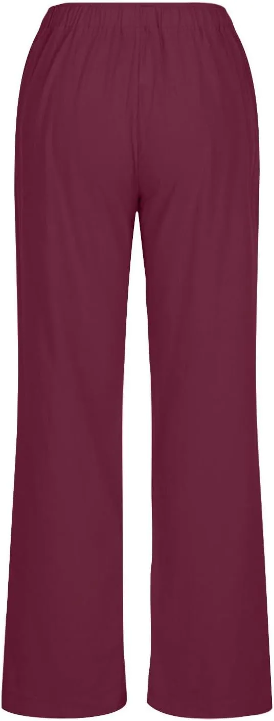 Ruziyoog Women's Cotton Linen Pants Summer Drawstring Waist Wide Leg Lounge Palazzo Pants Casual Loose Yoga Trousers