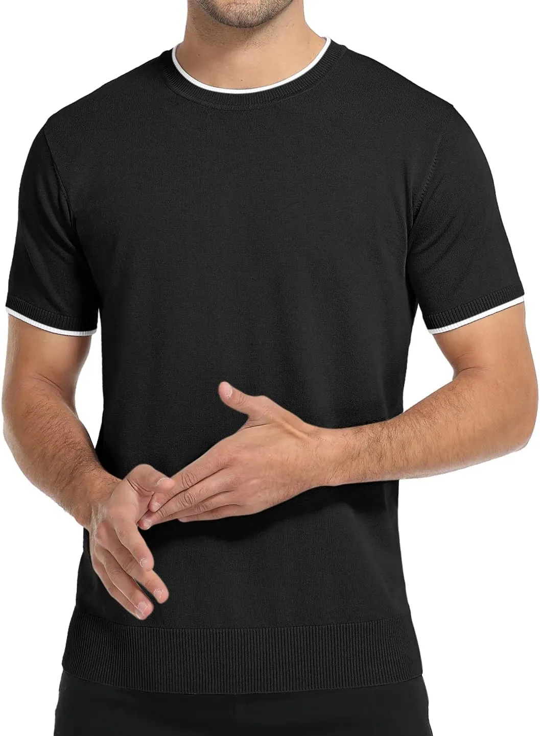 Sailwind Mens Short Sleeve Crew Neck Contrast Trim Knit T-Shirt