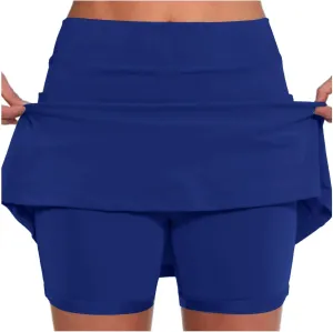 Skorts for Women with Pockets Casual Plus Size High Waist Tummy Control Athletic Skirts with Shorts Underneath
