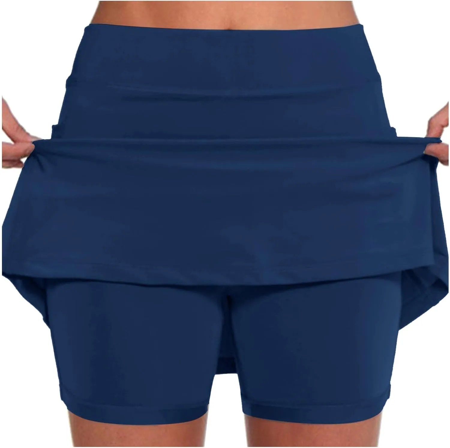Skorts for Women with Pockets Casual Plus Size High Waist Tummy Control Athletic Skirts with Shorts Underneath
