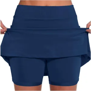 Skorts for Women with Pockets Casual Plus Size High Waist Tummy Control Athletic Skirts with Shorts Underneath